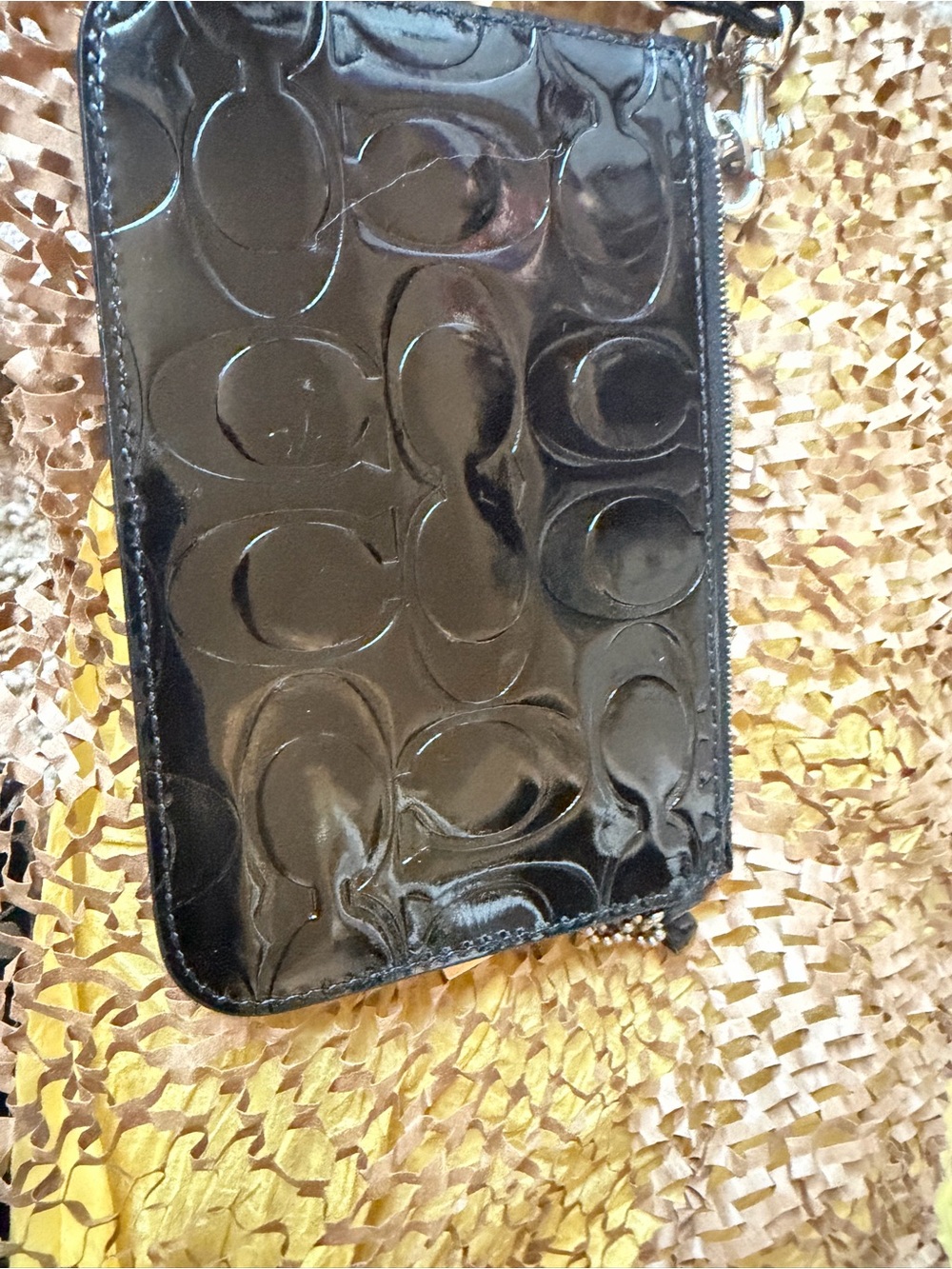Black Patent Leather Phone Wristlet - Coach